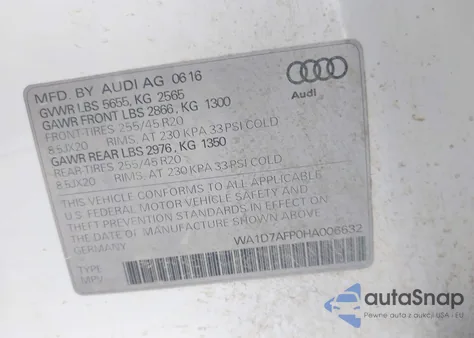 2017 Audi Q5 3.0T Premium Plus из США, поврежденный, VIN WA1D7AFP0HA006632